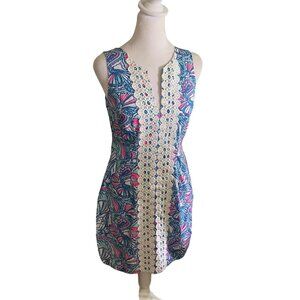 Lilly Pulitzer 20th Anniversary Collection Dress Size 2 Floral Lace Trim